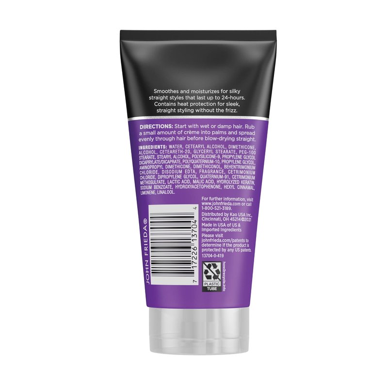 John Frieda Frizz Ease Straight Fixation Styling Crème, Straightens Frizzy Hair with Milk Protein & Almond Oil, Sleek & Frizz-Free, with ThermaGuard Heat Protection Against Damage, 5 Oz