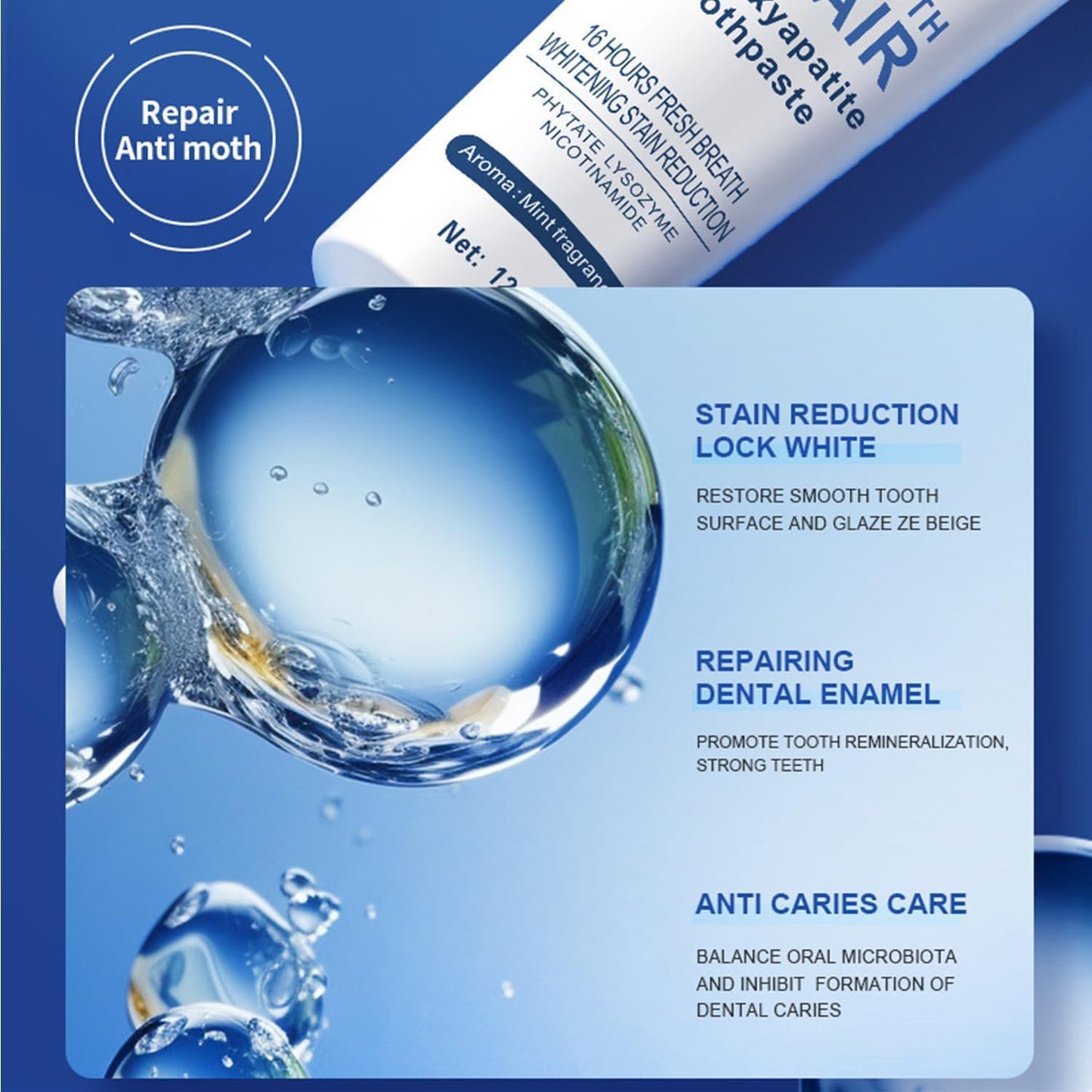 7.5% Hydroxyapatite Toothpastes for Enamel Protection & Tooth Strengthening, 7.5% Nano Hydroxyapatite Toothpaste White Tooth Repair, Fluoride-Free with Gentle Mint, Fresh Breath (4)