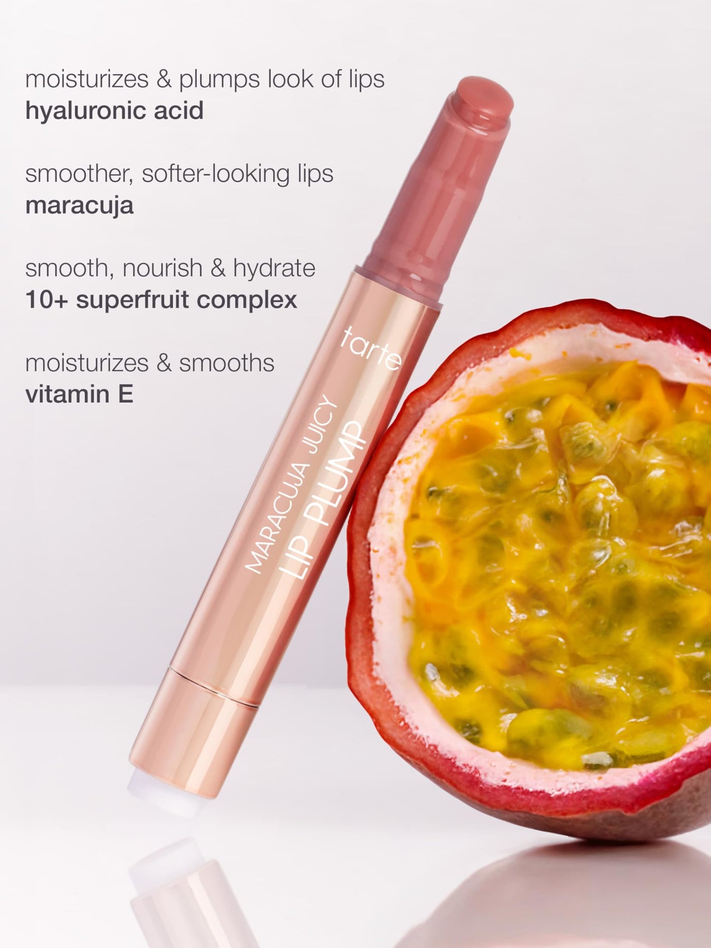 tarte maracuja juicy lip plump – Hydrating & Volumizing Lip Plumper Gloss Balm with Nourishing Hyaluronic Acid, Plumps & Moisturizes, Vegan & Cruelty-Free, full size, honeysuckle