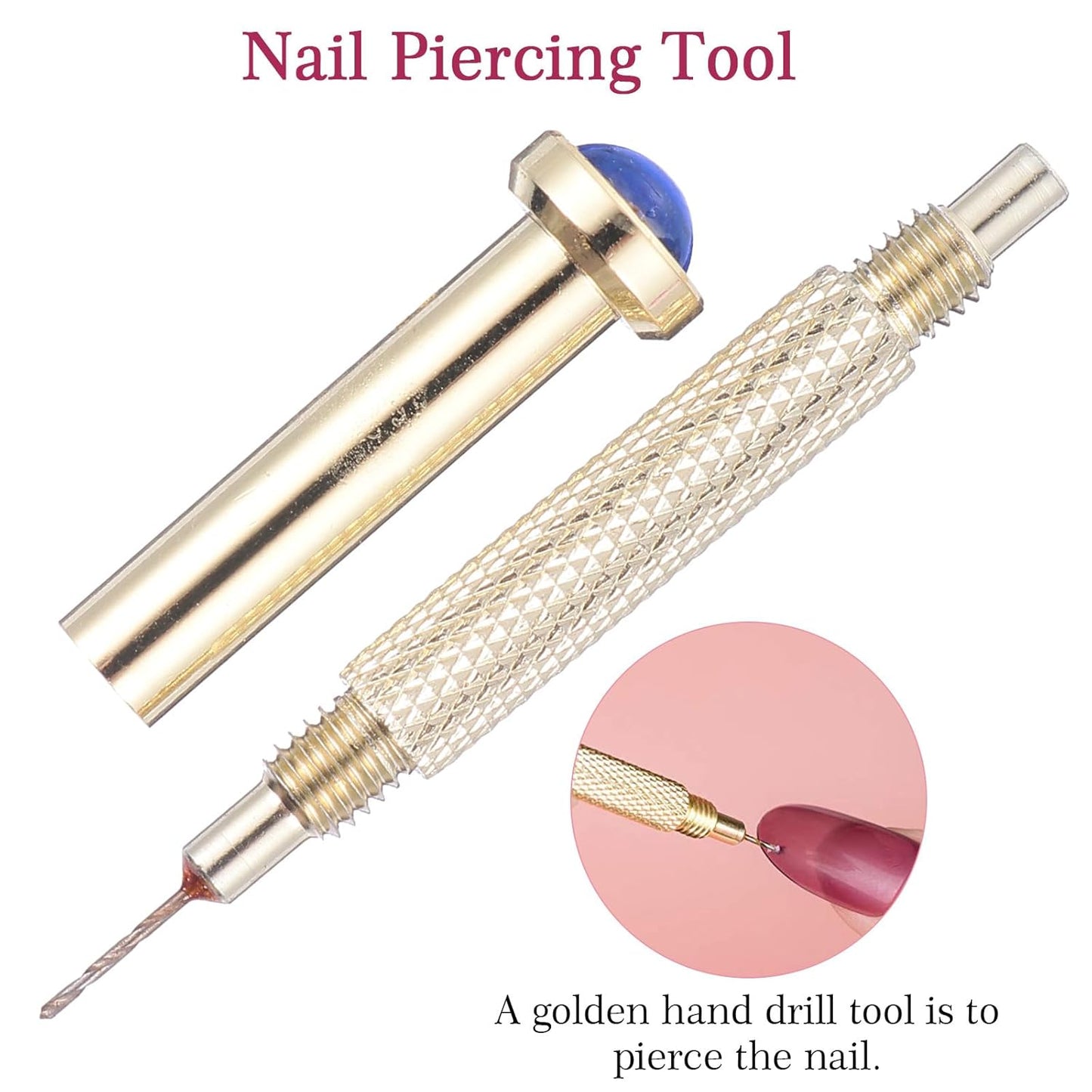 FRCOLOR 48 Pcs Dangle Nail Piercing Charms Set - Nail Piercing Tool & Alloy Jewelry for Art | Home & Salon Use