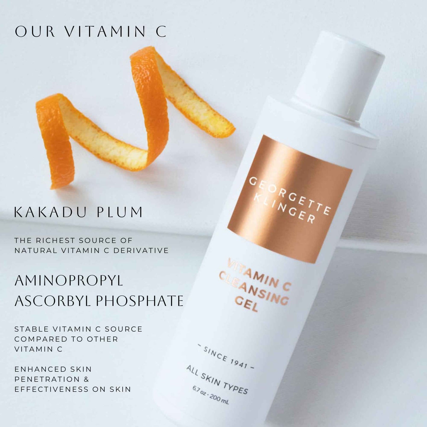 Georgette Klinger Vitamin C Cleansing Gel - Daily Antioxidant Face Wash Brightens and Improves Texture for Clearer, Smoother Skin. Deeply Cleans Pores, Refreshes and Fights Daily Damage - 6.7 oz