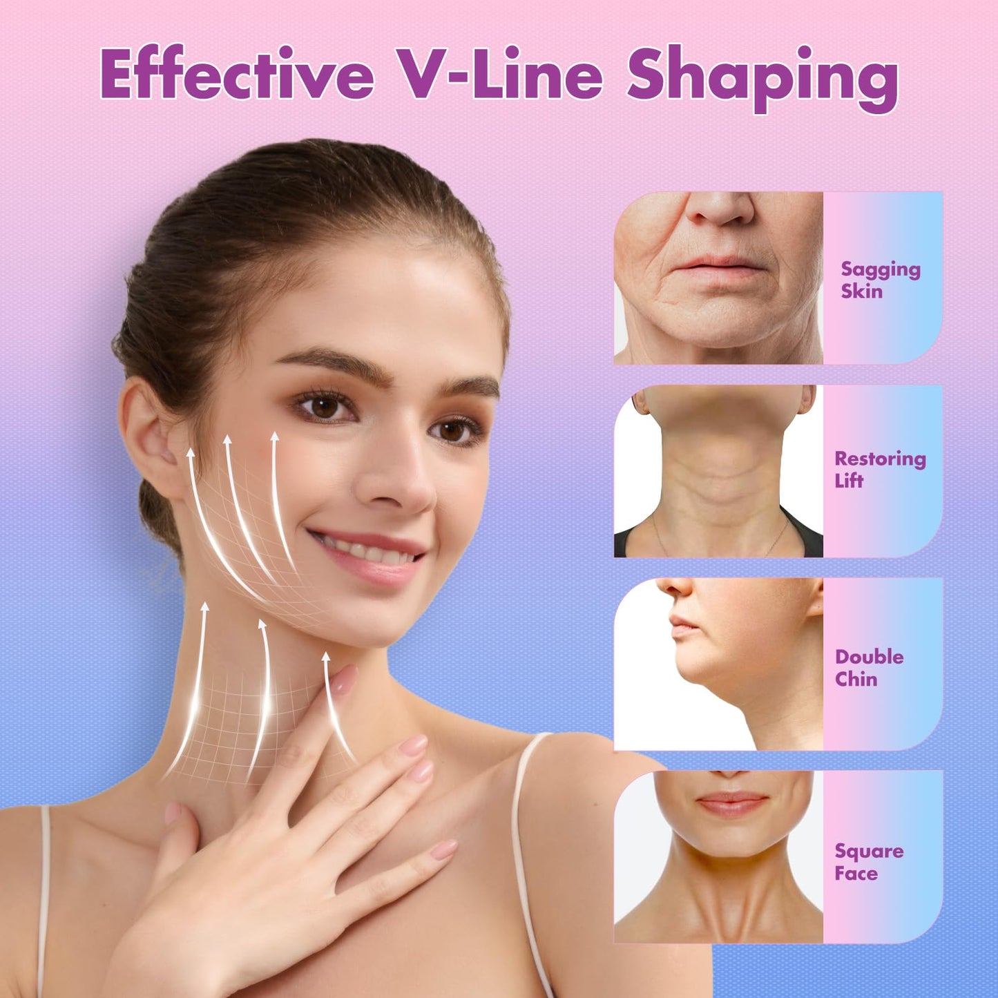2 Pack Face Slimming Strap, Double Chin Reducer Band, Graphene V-Line Mask Chin Up Mask V Shaped Face Mask Chin strap for sleeping, V-Line Lifting Mask for Women, Medium, Black and Black