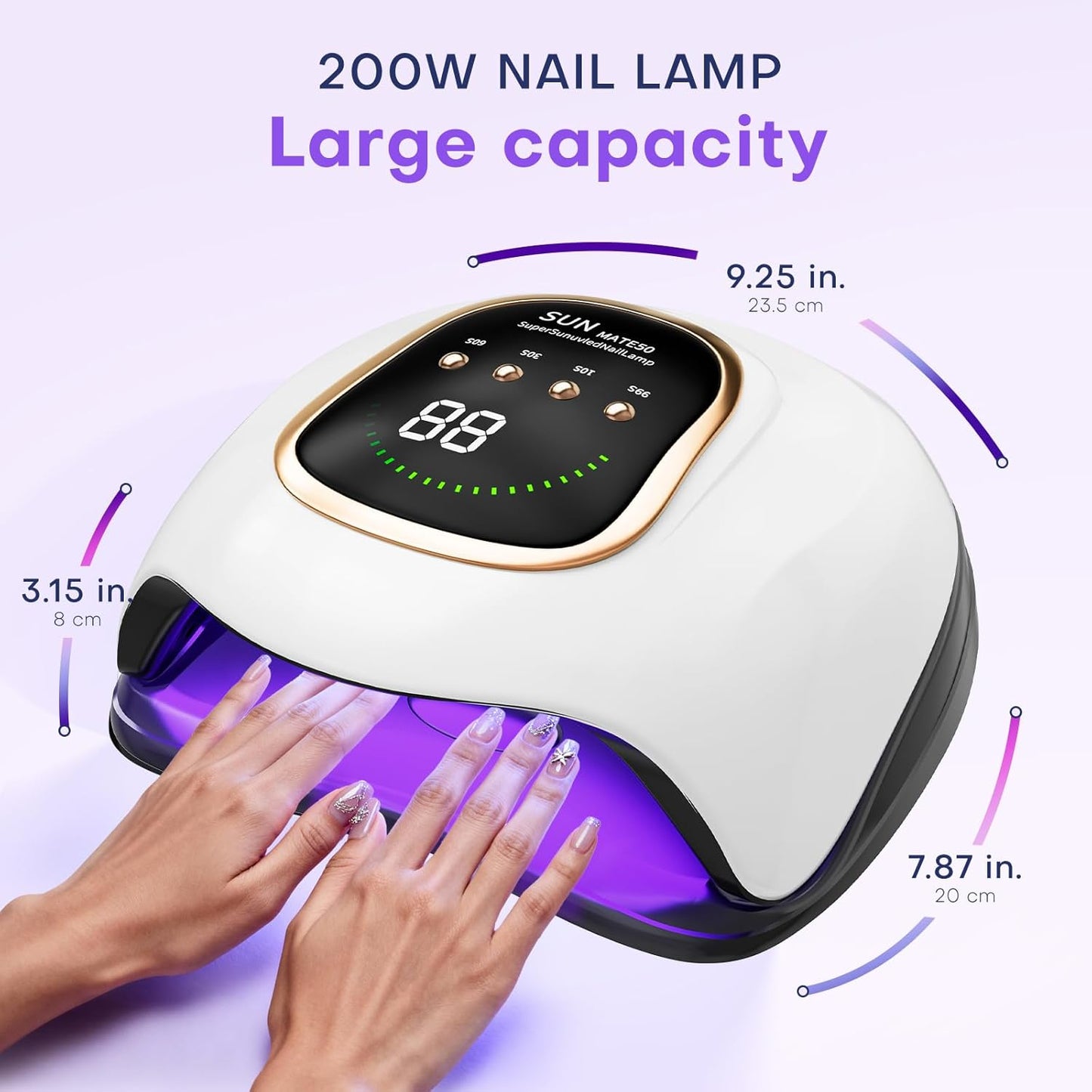 UV Nail Lamp - Upgrade Gel Polish Dryer with Auto Sensor & 4 Timer Settings | Bright White