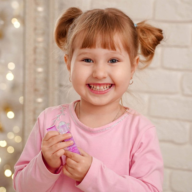 EXPRESSIONS 12pc Roll-On Lip Gloss Set with Marabou Handle & Carrying Case – Assorted Fruity Flavors | Non-Toxic Kid-Friendly Glossy Lip Makeup | Fun Gift Set for Kids & Teens – So Glam
