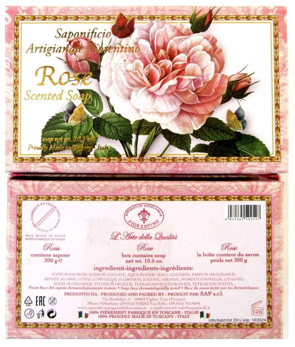 Saponificio Artigianale Fiorentino Rose Scented Italian Soap 10.5 ounces