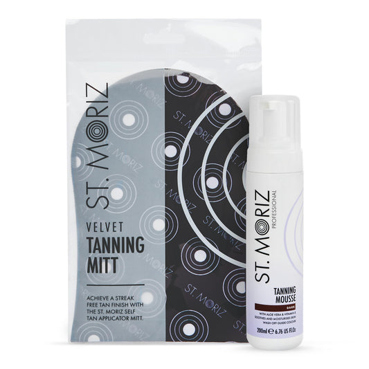 St. Moriz Professional Medium Self Tanner Mousse with Tanning Mitt Bundle - 200ml - Sunless Instant Self Tanning Foam for a Golden, Natural Looking Fake Tan - Moisturizing Aloe Vera & Vitamin E