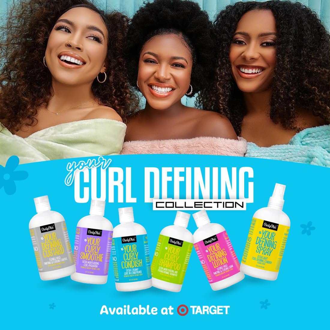 CurlyChic Curl Defining Custard - Moisturizing Styling Cream for Curly & Kinky Hair - 12 fl oz | Flake-Free, Long-Lasting Hold