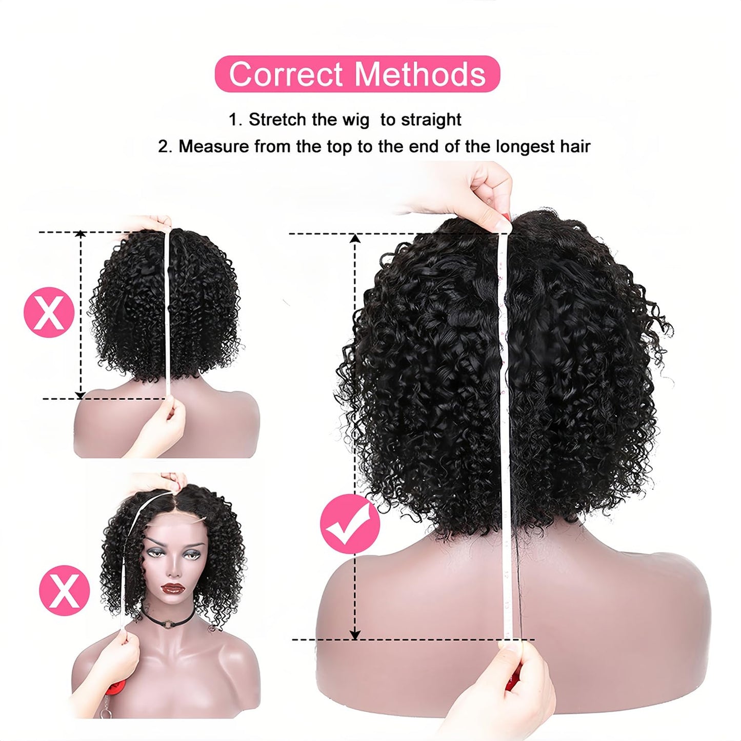 Short Curly Human Hair Wig with Bangs Short Curly Bob Wig Human Hair with Bangs Water Wave Glueless Bob Wig Wear and Go No Lace 180% Density Brazilian Virgin Human Hair Natural Black 12 Inch