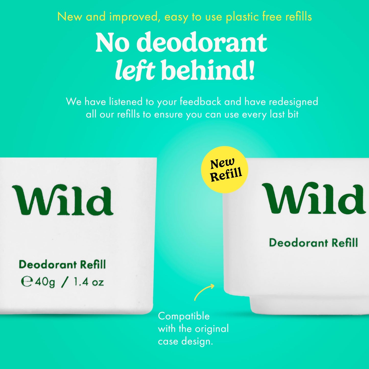 Wild Aluminum Free Refillable Deodorant Variety Pack for Men & Women - 98% Natural Ingredients - Includes Fresh Cotton & Sea Salt, Cherry Blossom, Coconut & Vanilla Scents - Long Lasting Protection