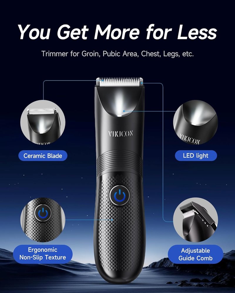 Manscape Trimmer for Men - No Nicks Electric Razor for Body Hair Removal | Waterproof, USB-C Charging, Ceramic Blade