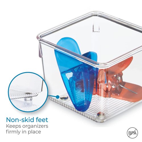 iDesign Linus Kitchen Drawer Organizer for Utensils, Gadgets, Tools - 4" x 4" x 3", Clear