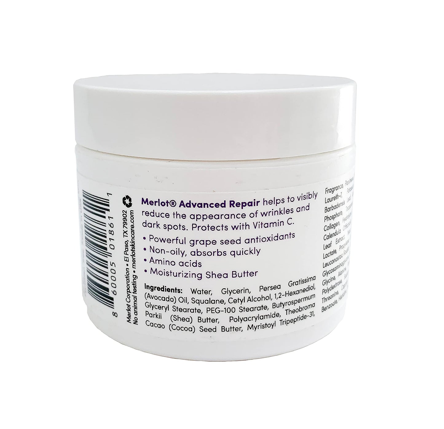 Merlot Fine Lines Eye Cream Advanced Repair with shea butter anti wrinkle peptides dark spot reducing moisture recovery for all skin types