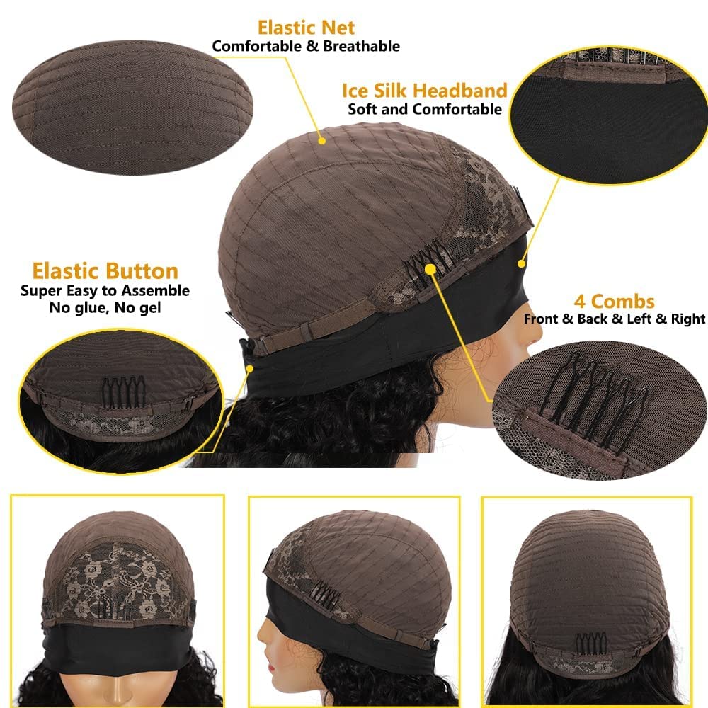 Miss Lee Headband Wigs for Black Women Human Hair Glueless Body Wave Headband Wig Human Hair 100% Brazilian Virgin Hair Machine Made Head band Wig 150% Density
