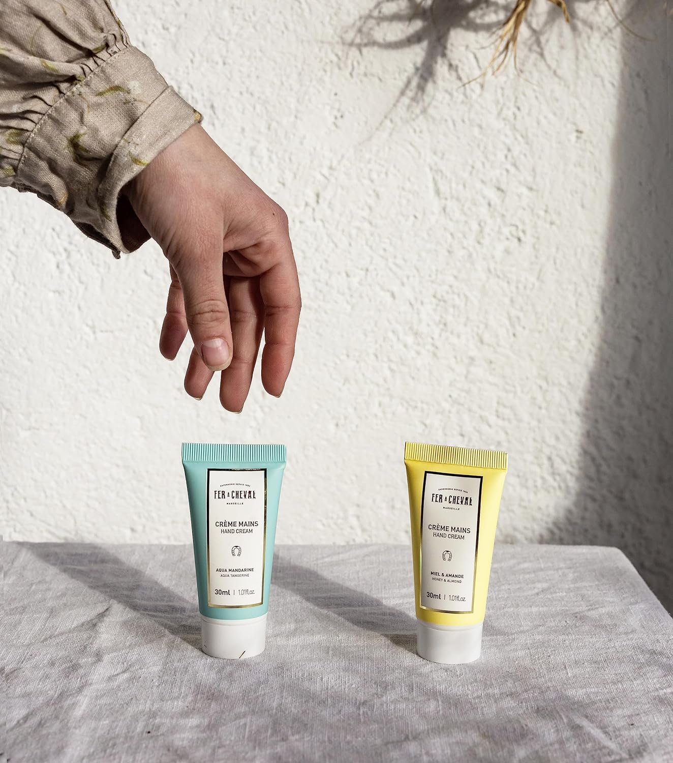 Fer à Cheval Moisturizing Scented Hand Cream Set, Creamy Hand Cream Travel Size Lotion Organic Shea Butter Hand Lotion | Pack of 3 (Honey & Almond, Rose Petals, Aqua Tangerine) 30ml/ 1.01 fl oz