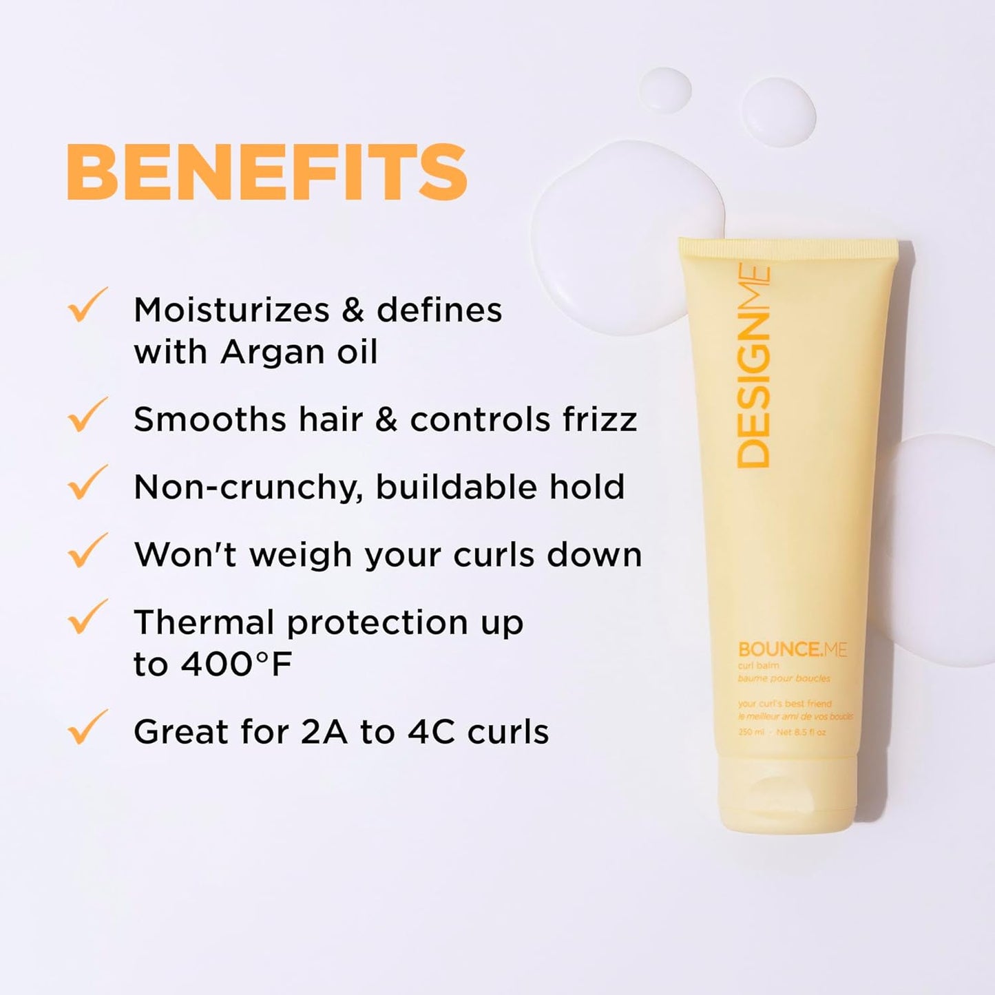 Design.Me BOUNCE.ME Curl Balm - Nourishing Argan Oil Cream for Curly Hair | Sulfate & Paraben Free (8.5 Fl Oz)