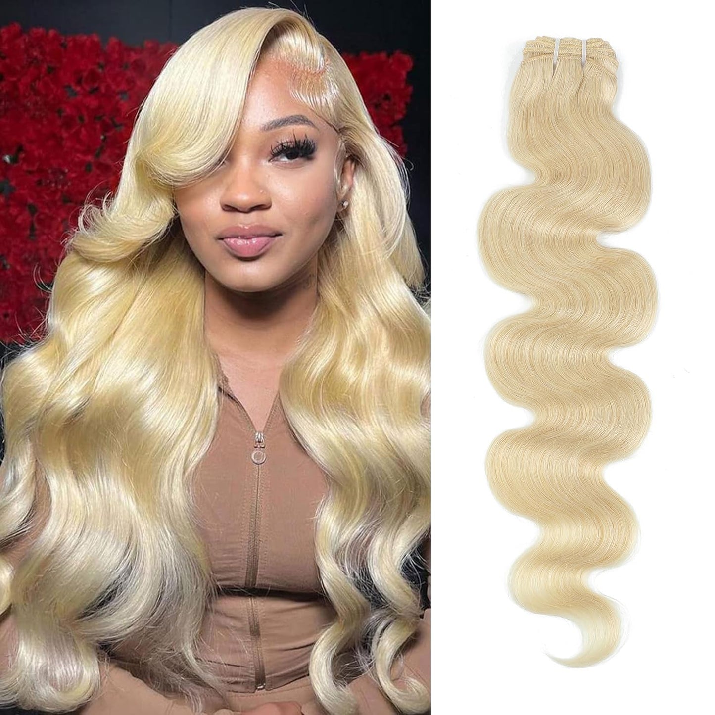 613 Bundles Human Hair 12A Blonde Body Wave Human Hair bundles 100% Unprocessed Brazilian Raw Virgin Bundles Single 613 Weave Extensions for Women 16 Inch