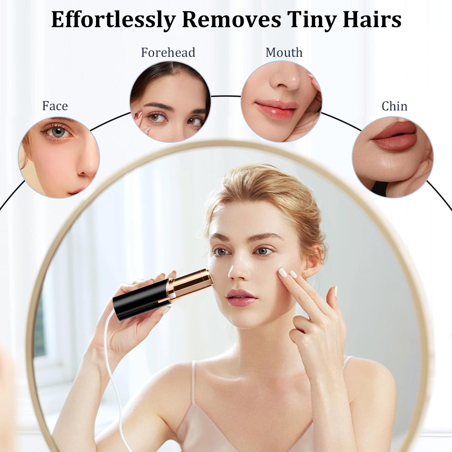 Flawless Facial Hair Removal for Women, Electric Painless Rechargeable Facial Hair Remover for Face, Lip, Chin with 2 x Replacement Heads