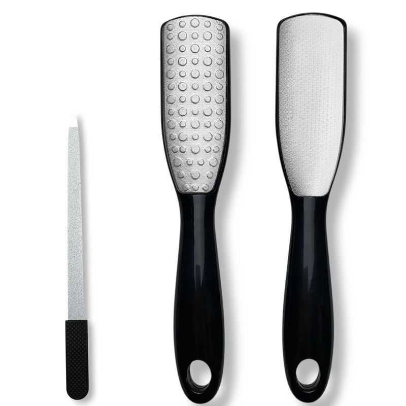 Professional Foot File & Callus Remover 2-in-1 Set –9.6" Foot Rasp with 6.7" Nail File Included–Elite Sapphire Black–Dual-Sided, Durable & Hygienic Pedicure Tool for Smooth, Soft Feet–Wet & Dry Use