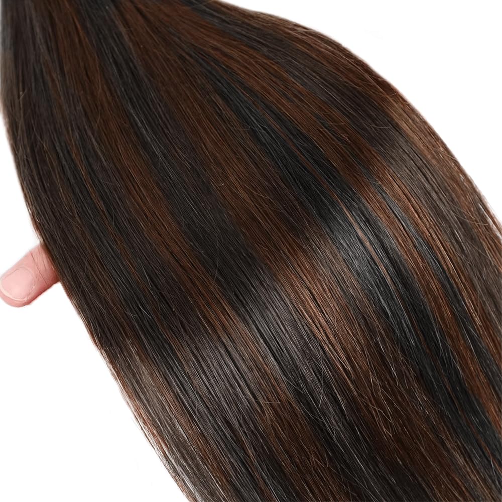 Straight Human Hair Bundle - Ombre Brown Two-Tone 18 Inch Extensions | Breezy Color Mix