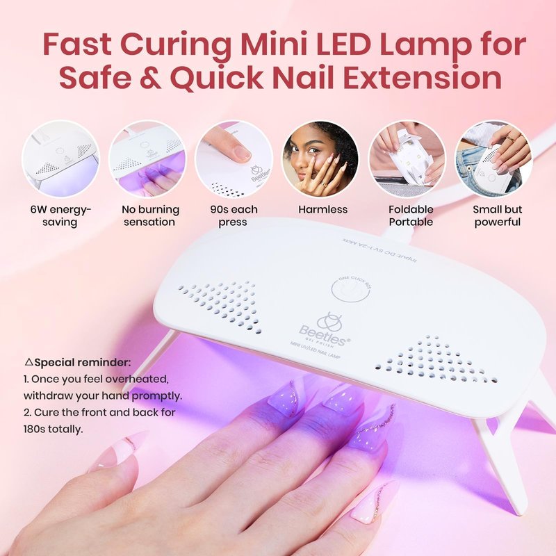 Beetles Poly Extension Gel Nail Kit 6 Colors Poly Nail Gel With Mini Nail Lamp Pink Nude Purple Poly Nail Gel Starter Kit for Beginner Nail Thickening Solutions DIY Home Salon Gift for Women Girls