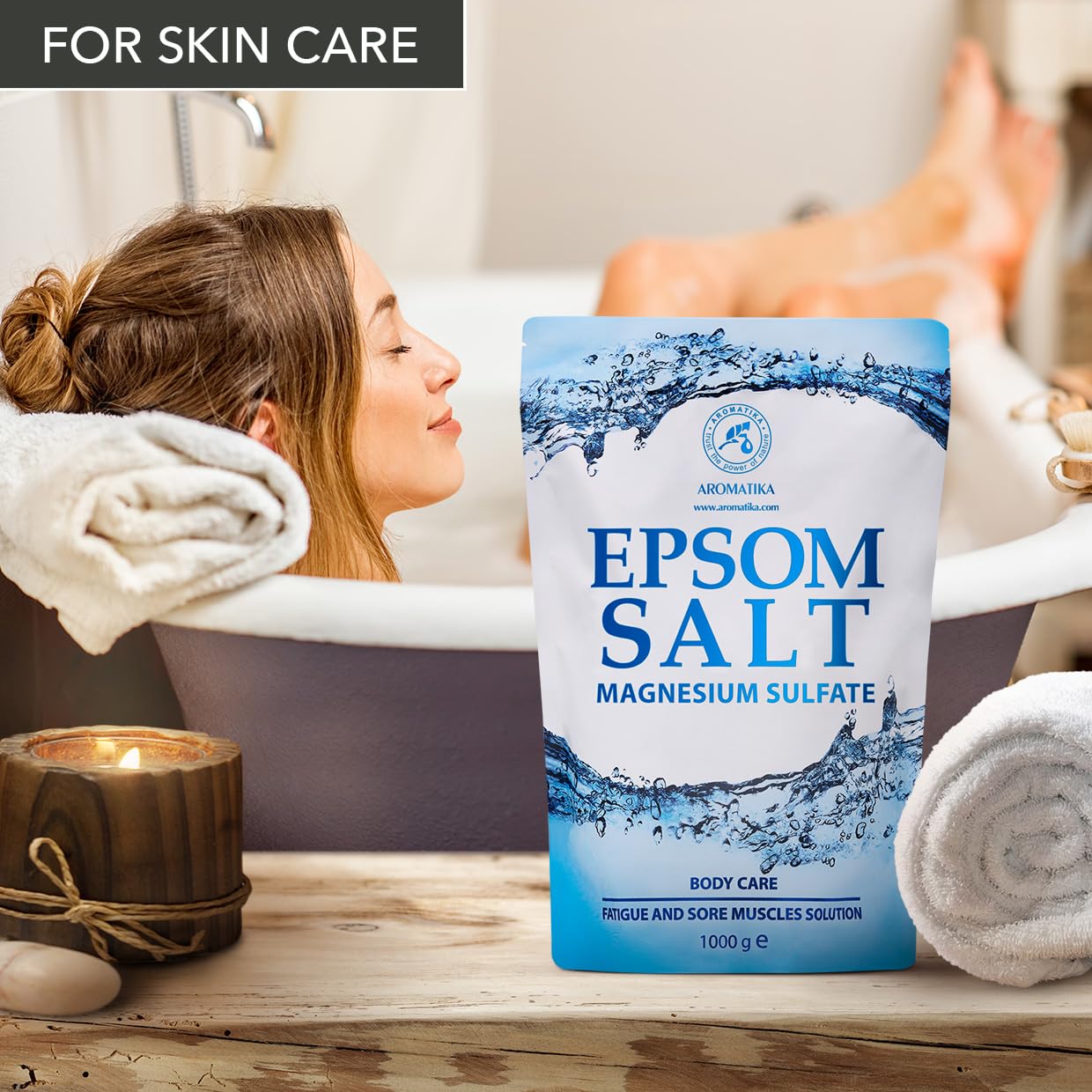 Epsom Salt Bath 1kg (35 oz) – 100% Pure Magnesium Sulphate – Relaxing & Detoxifying – Body Care & Better Sleep