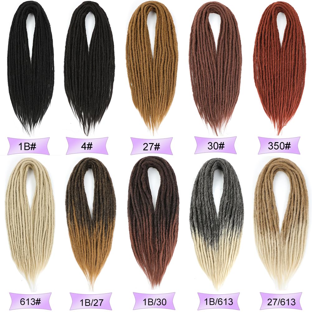 BUFENGSUN Straight Dreads Synthetic Double Ended Dreadlock Extensions 24inches 25 Strands Width 1.2cm Soft DE Dreadlocks Extensions for Women (25 Strands, #350)