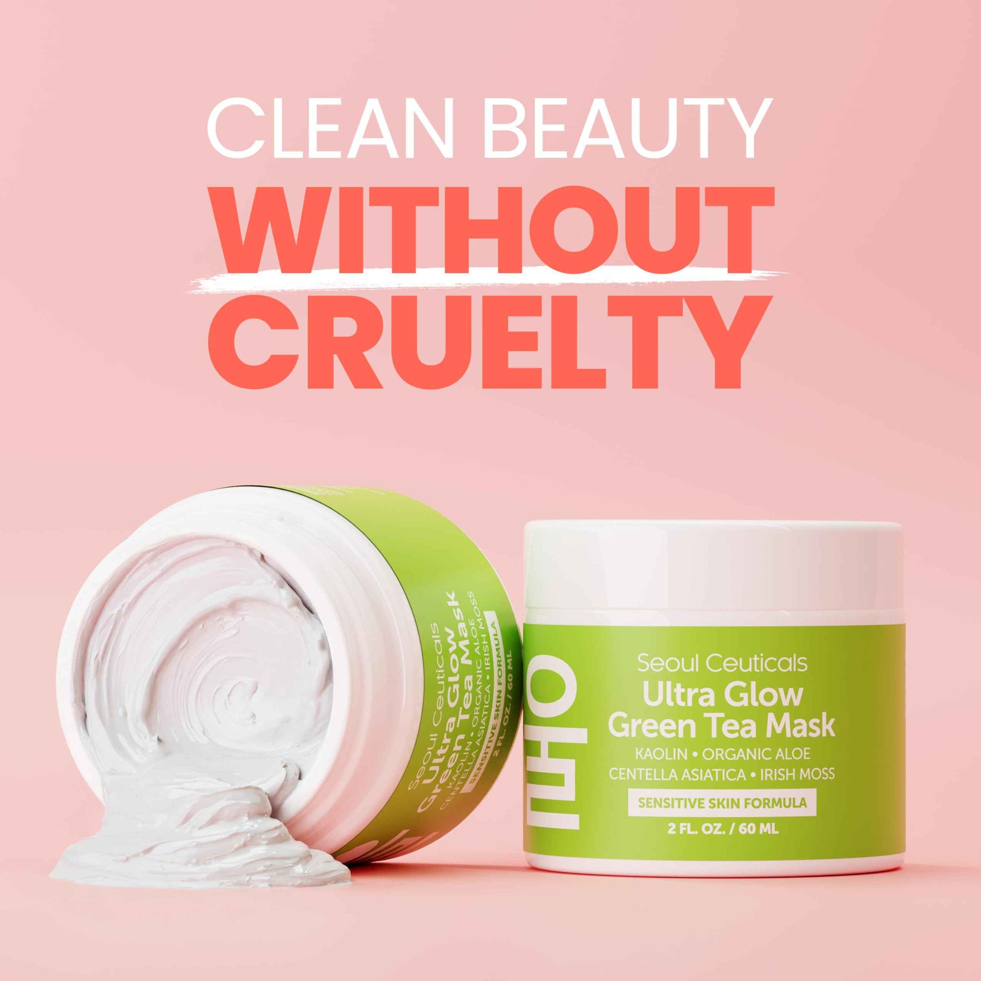 SeoulCeuticals Korean Skin Care Face Mask for Sensitive Skin - Korean Skincare Green Tea Wash Off Masks - K Beauty Face Masks - Aloe Vera Mask + Centella Asiatica Hydrating Facial Spa Mask 2oz