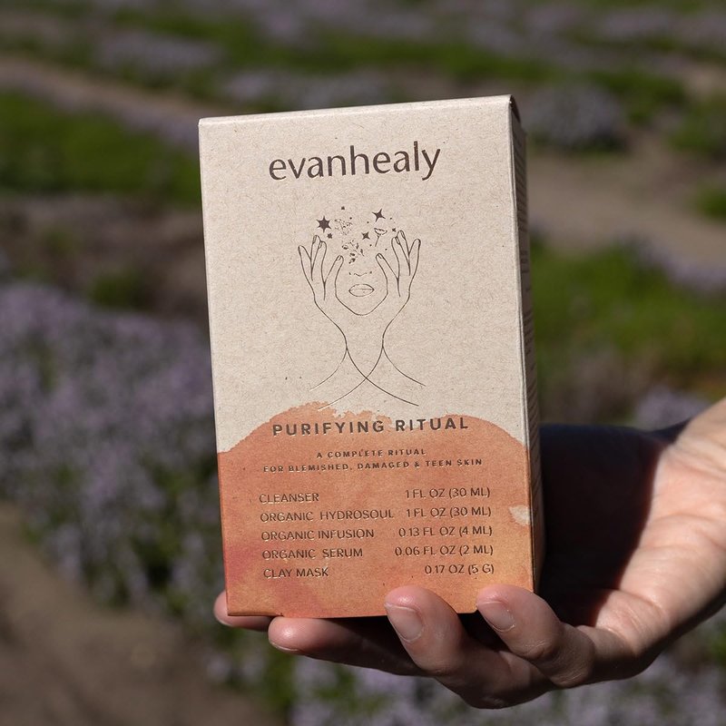 evanhealy Purifying Ritual | Detoxifying Blemish Skin Care Set | 5 Piece Travel Face Care Kit for Congested Skin | Skincare Kit with Facial Mask & Gentle Skin Cleanser | Soothe Redness