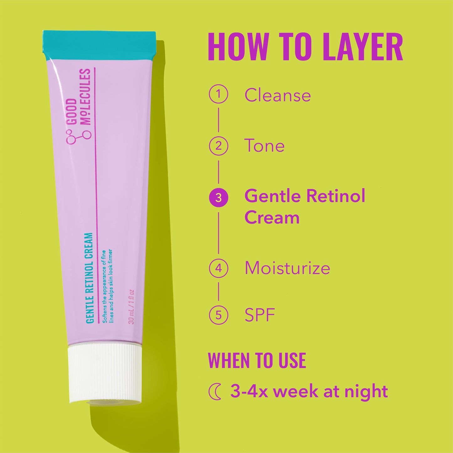 Good Molecules Gentle Retinol Cream - Retinol Night Cream to Minimize Appearance of Fine Lines & Wrinkles, Skin Tightening Recipe with Bakuchiol, Anti-Aging Skin Care For Face