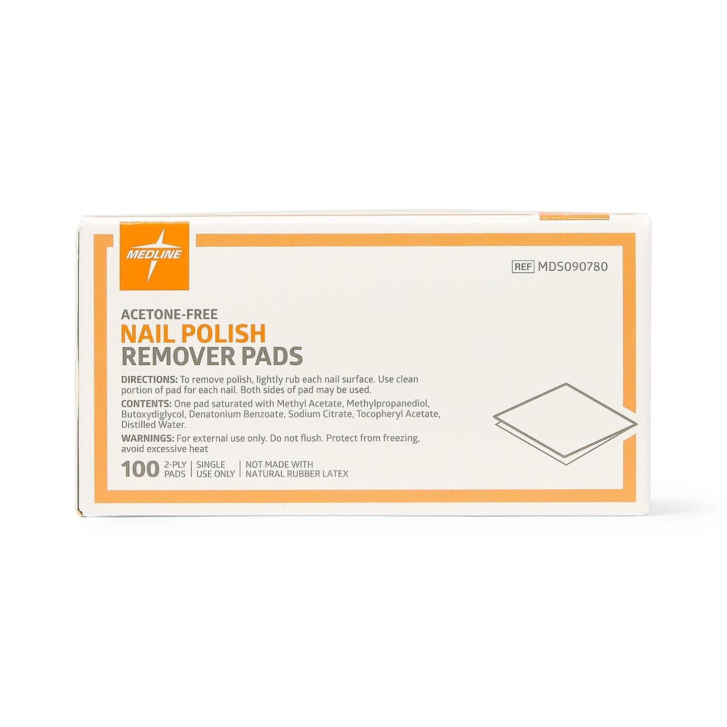 Medline Nail Polish Remover Pads - Acetone Free, Travel-Friendly, Case of 1000