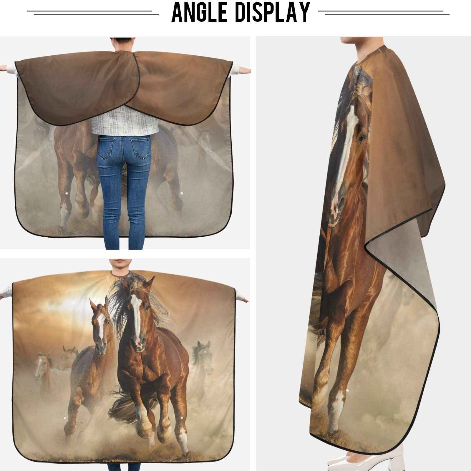 visesunny Barber Cape Retro Wild Chestnut Horse Polyester Hair Cutting Salon Cape Apron Anti-Static Haircut Water-Resistant Shaving Cloth Beard Shaving Bib Hairdressing Cape