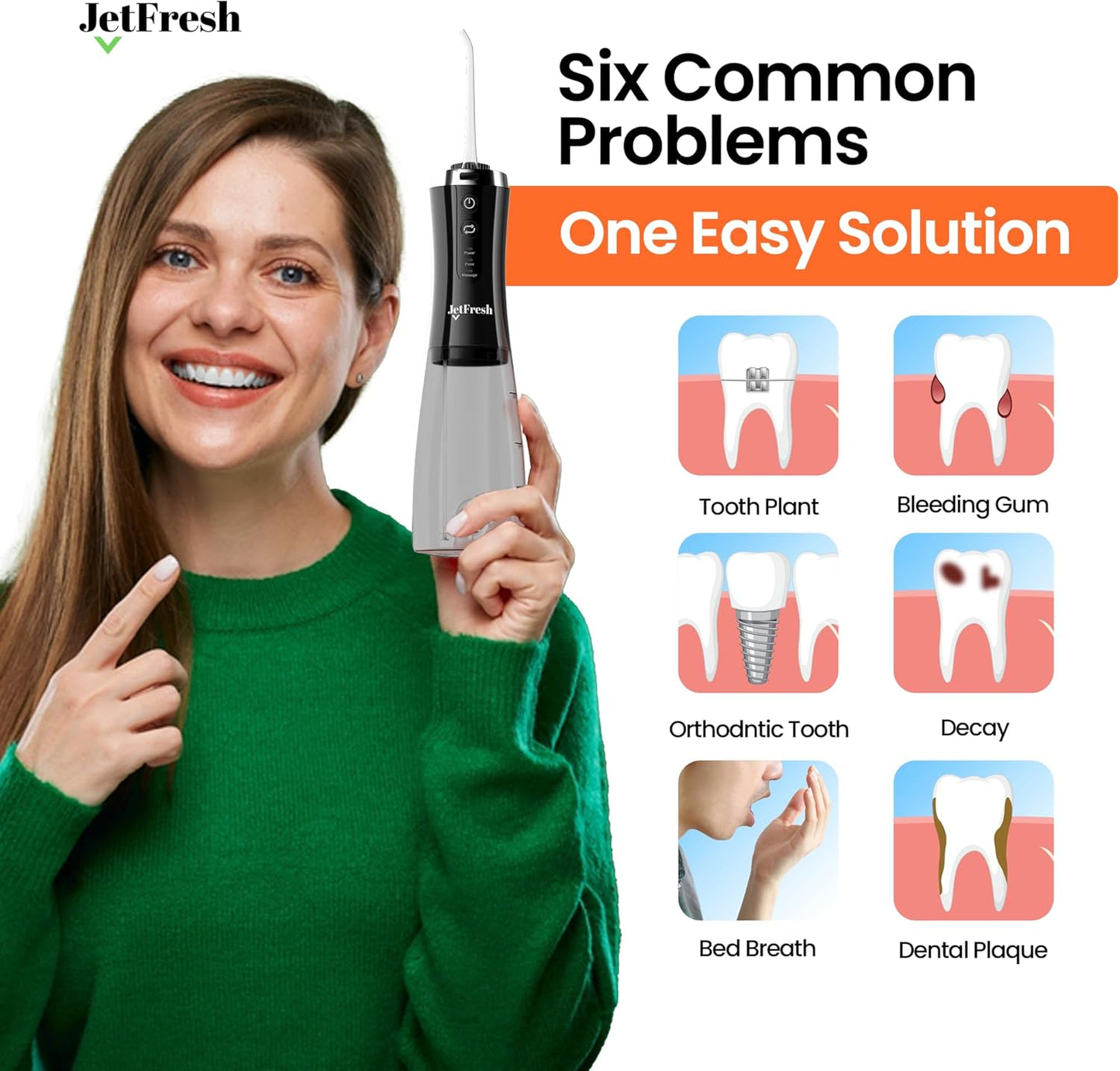 Cordless Water Flosser - Rechargeable Dental Oral Irrigator with 2 Modes & 350ML Tank | Portable for Home & Travel