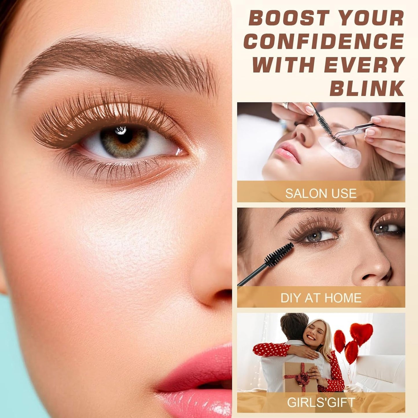 Eyelash & Eyebrow Color Kit, 2 in 1 Professional Lash & Brow Color Kit, Easy to Use with Natural Results, DIY Hair Coloring Eye Lash & Eye Brow Set for Beginner Salon Beauty 7ml (Brown/Light Brown)