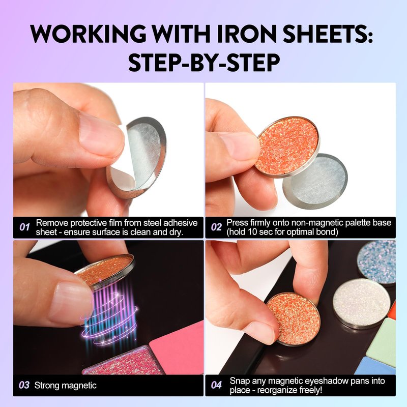 SZDYM Strong 4 Layers Empty Magnetic Palette Book Palette+1pcs Makeup Depotting Spatula+50pcs Round Metal Stickers+50pcs Square Metal Stickers