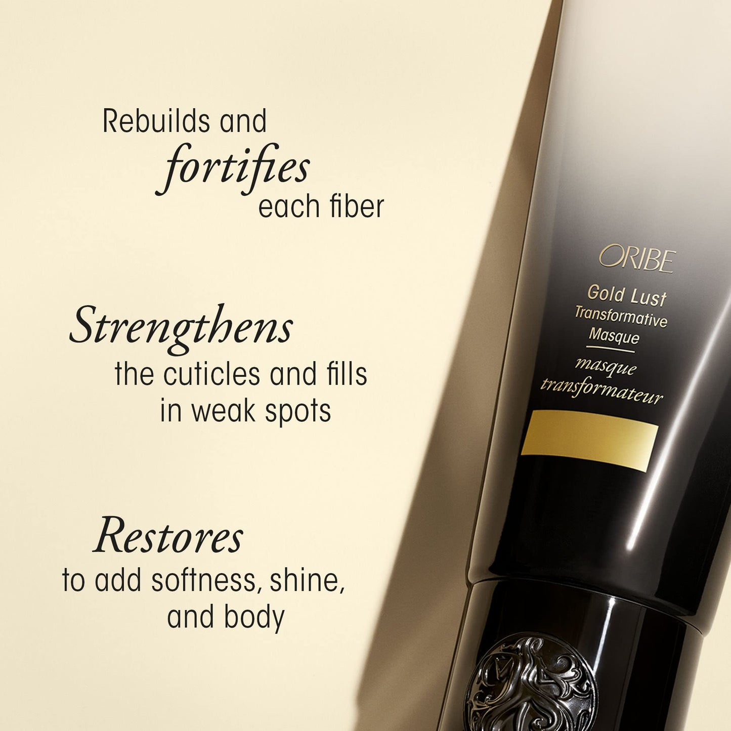 Oribe Gold Lust Transformative Mask Travel Size - Strengthens & Repairs Damage - Adds Softness, Shine & Nourishes Dry Strands - With Biotin & Niacinamide - For Damaged Hair - 1.7 oz