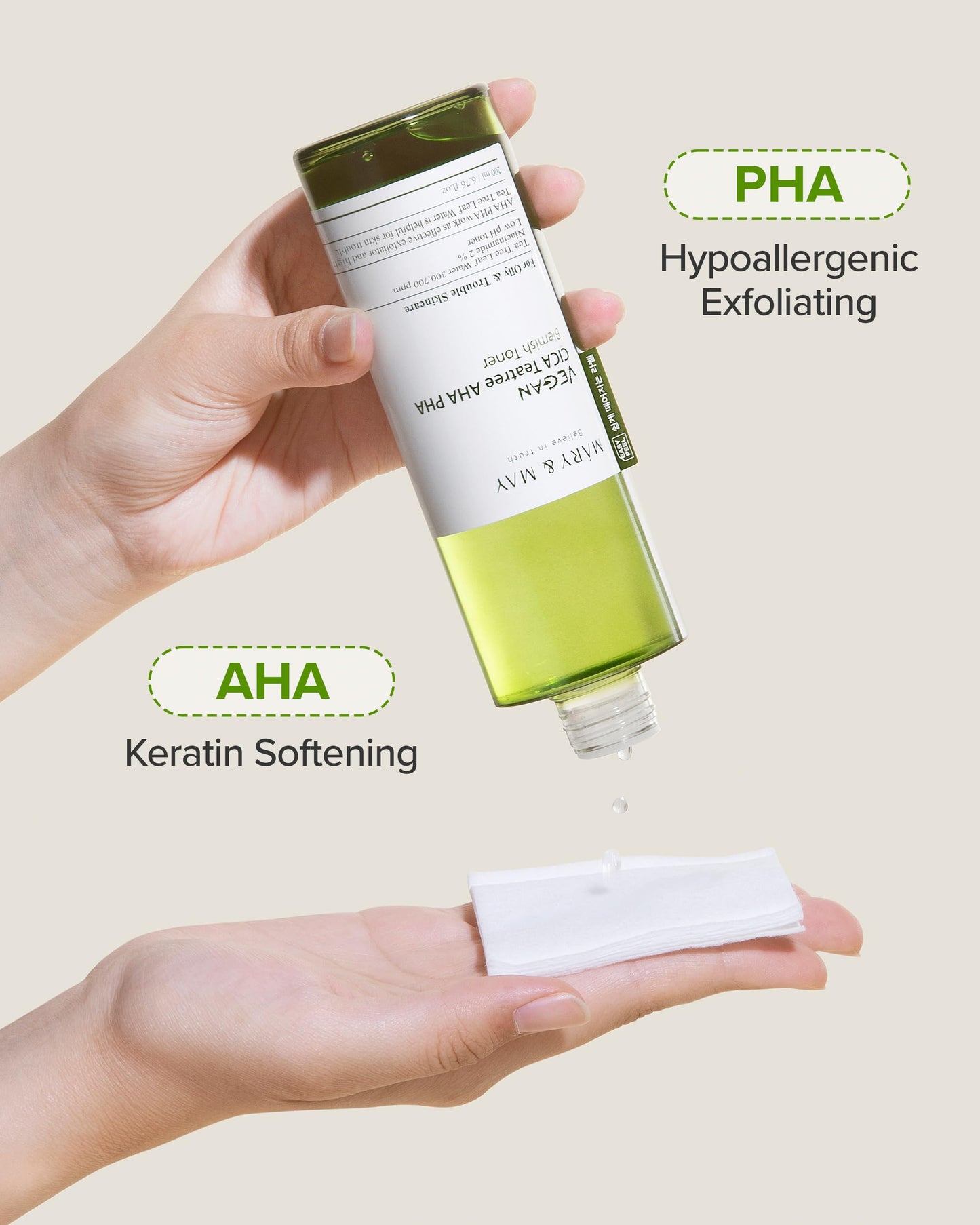 Mary&May Vegan CICA Tea Tree AHA PHA Blemish Toner - Oil Control and Skin Soothing Exfoliating Face Toner - Protects Skin Barrier, for Clear and Healthy Skin, 6.76 fl.oz.