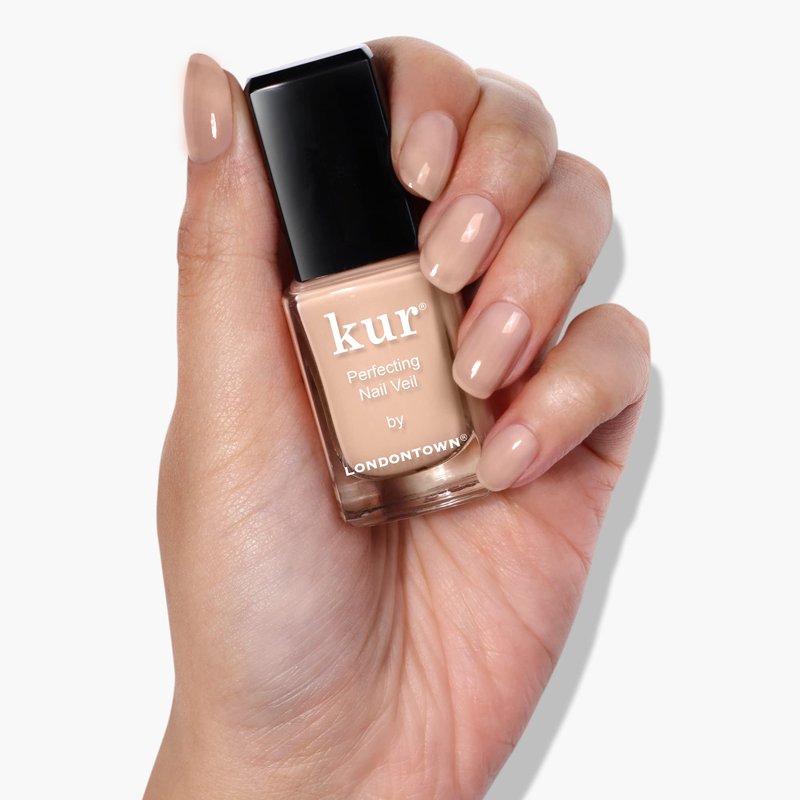 LONDONTOWN Perfecting Nail Veil, Sheer, Buildable Nail Tint Plus Nail Strengthener, Hydrates & Conditions Nails, #1 Apricot Beige Tint, 0.4 Fl Oz