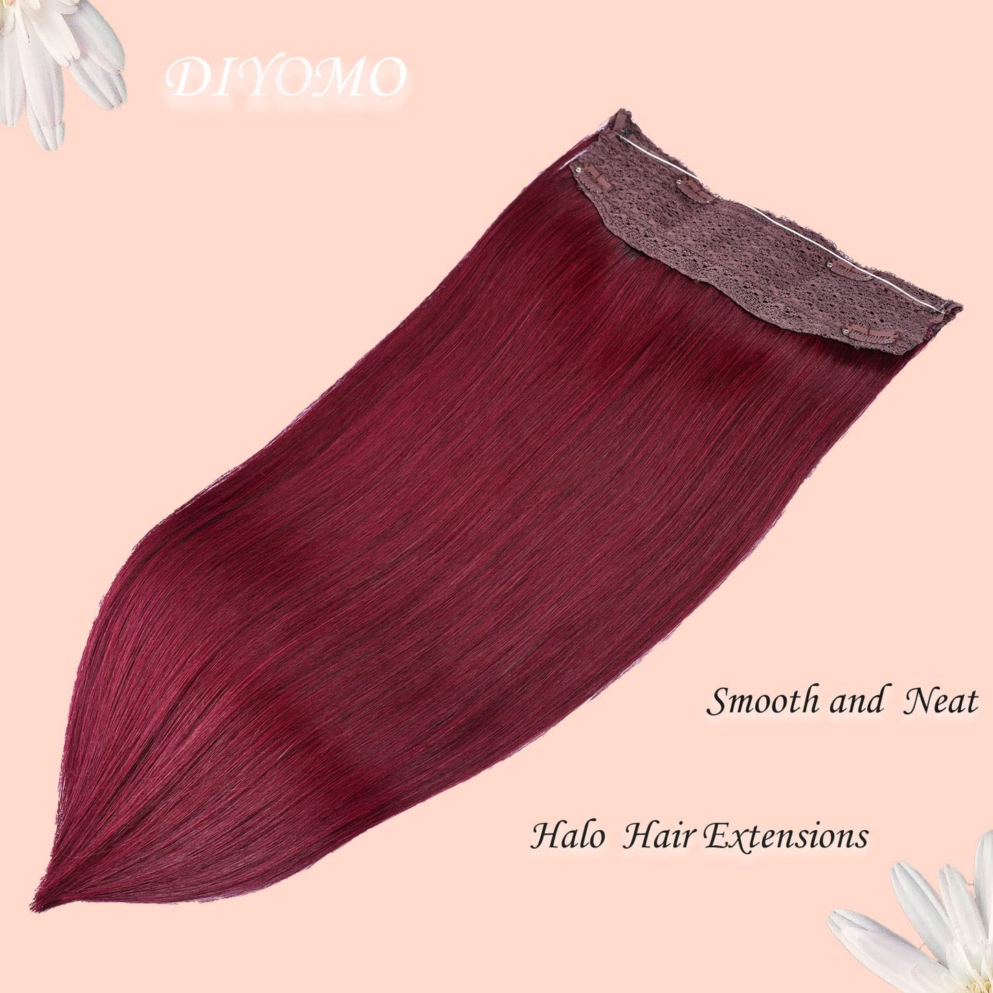 Halo Hair Extensions Real Human Hair - Straight&Invisible Red Clip Real Remy,Halo Extensions Human Hair 12inch 70g