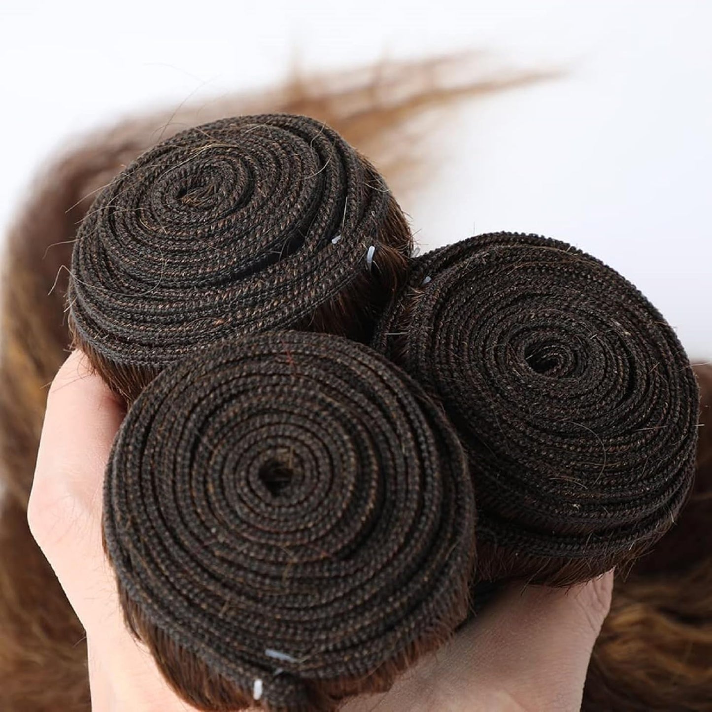 Light Brown Straight Bundles Human Hair T1B/30 Ombre Bundles Double Weft Brazilian Human Hair Sew-In Weave Extensions 10 12 14 Inch（Black Ombre Light Brown）