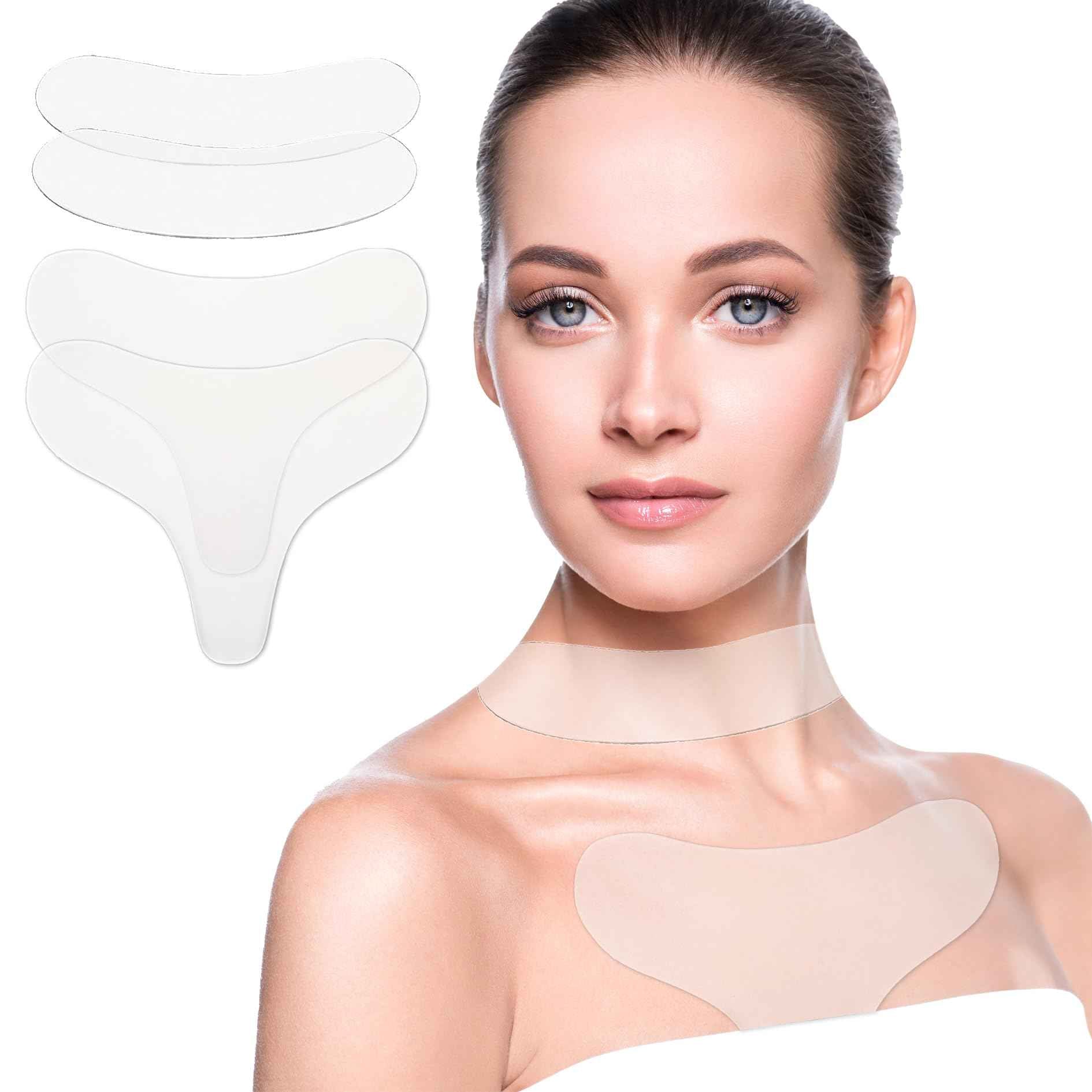 GETPUNA Chest Neck Wrinkle Patches -Silicone Patches for Wrinkles, Neck Mask Chest Patch for Decollete & Cleavage, Anti Ageing Wrinkle Remover, Reusable Overnight Wrinkles Treatment for Women,4 Pack
