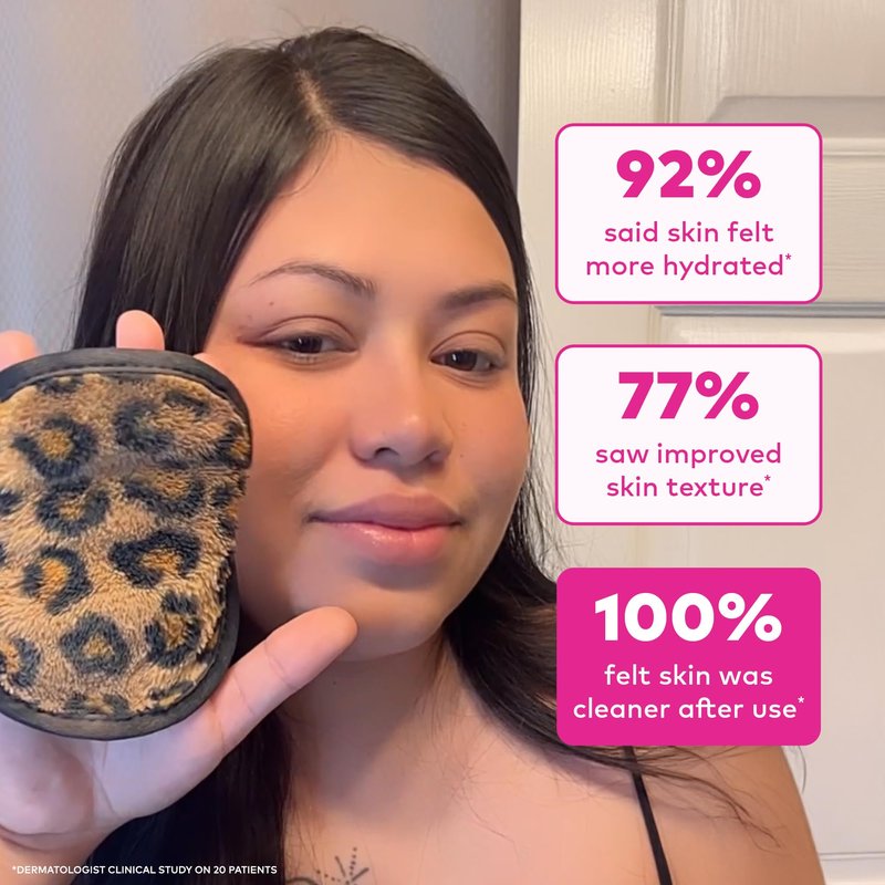 The Original Makeup Eraser 7-Day Set, Erase All Makeup With Just Water, Including Waterproof Mascara, Eyeliner, Foundation, Lipstick, Sunscreen, and More! Leopard, 7ct