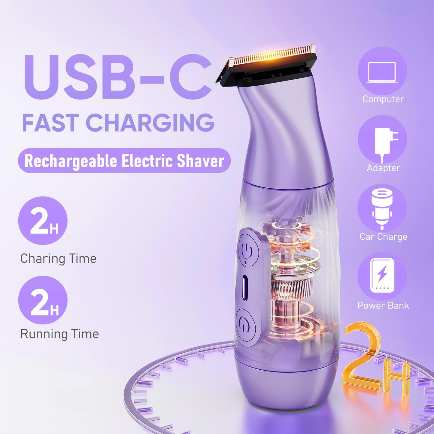 2-in-1 Electric Shaver for Women, Dual Head Bikini Trimmer