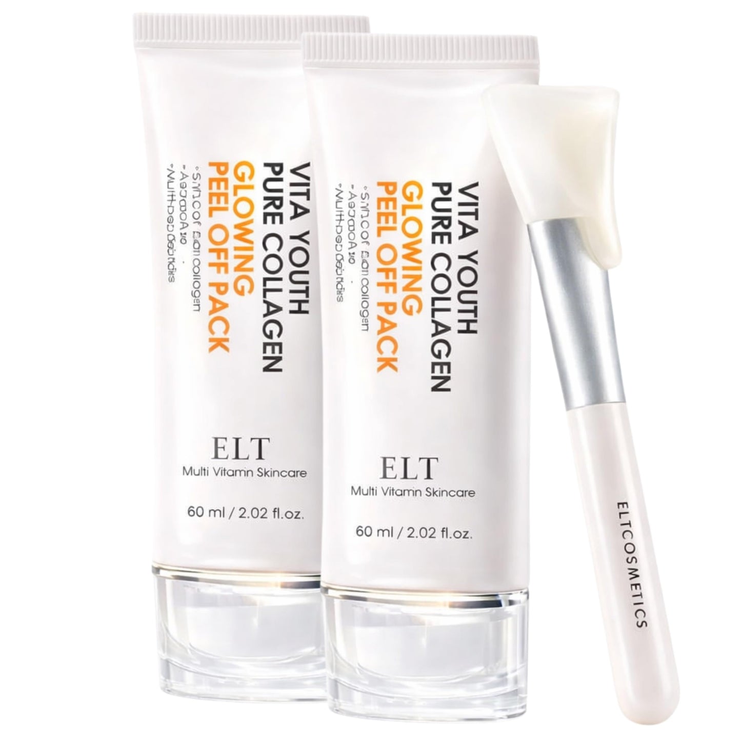 ELT Collagen Peel Off Wrapping Facial Mask Pack (4.04 fl.oz) with Silicone Brush - Korean Face Peel Mask - Hydrating & Firming Facial Mask with 5 Types of Collagen, 8 Peptides (2 count (Pack of 2))