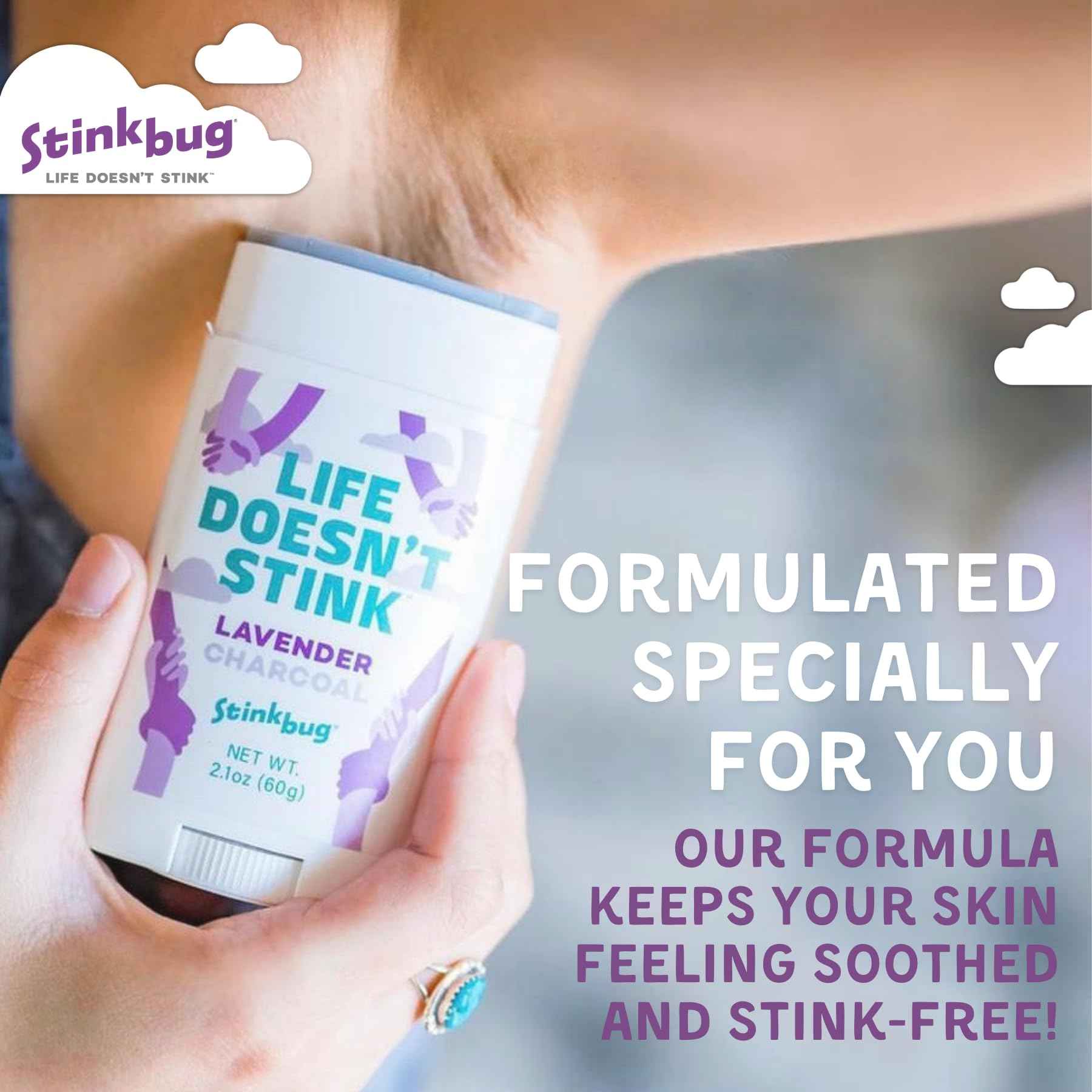 Natural Organic Sensitive Skin Deodorant Stick with Amber and Sage, Coconut Oil and Activated Charcoal, Aluminum Free Deodorant by Stinkbug Naturals, 2.1 Ounce Pack of 2