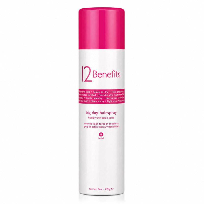 12 Benefits Flexible Hold Hairspray – Brushable, Buildable Volume Spray, Lightweight No Crunch Finish, Humidity Resistant Long Lasting Hair Spray for Natural Movement