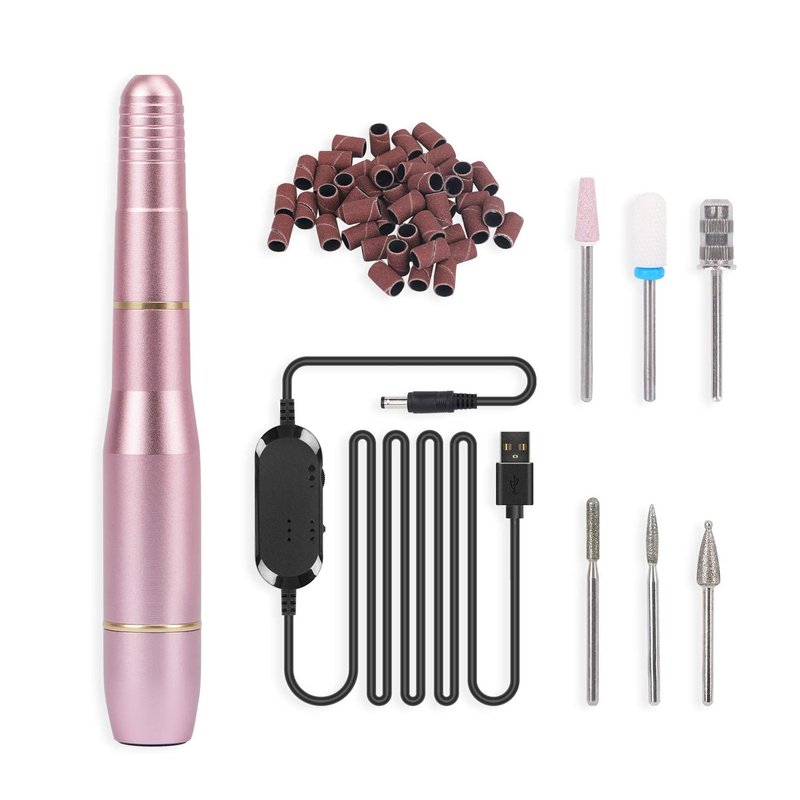 DMD Portable Electric Dip Nail Drill Kit Hinder Professional Nail Drill 20000 RPM USB Machine for Acrylic Nails Removal with One Ceramic Burr and 100 Pcs Sanding Bands