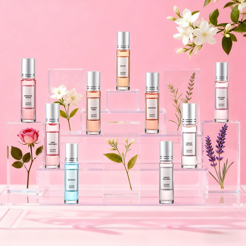 Pheromone Perfume Sets for Women - 9PC Long-Lasting Roll-On Gift Set | Citrus, Amber, Musk, Vanilla Scents, Travel Size