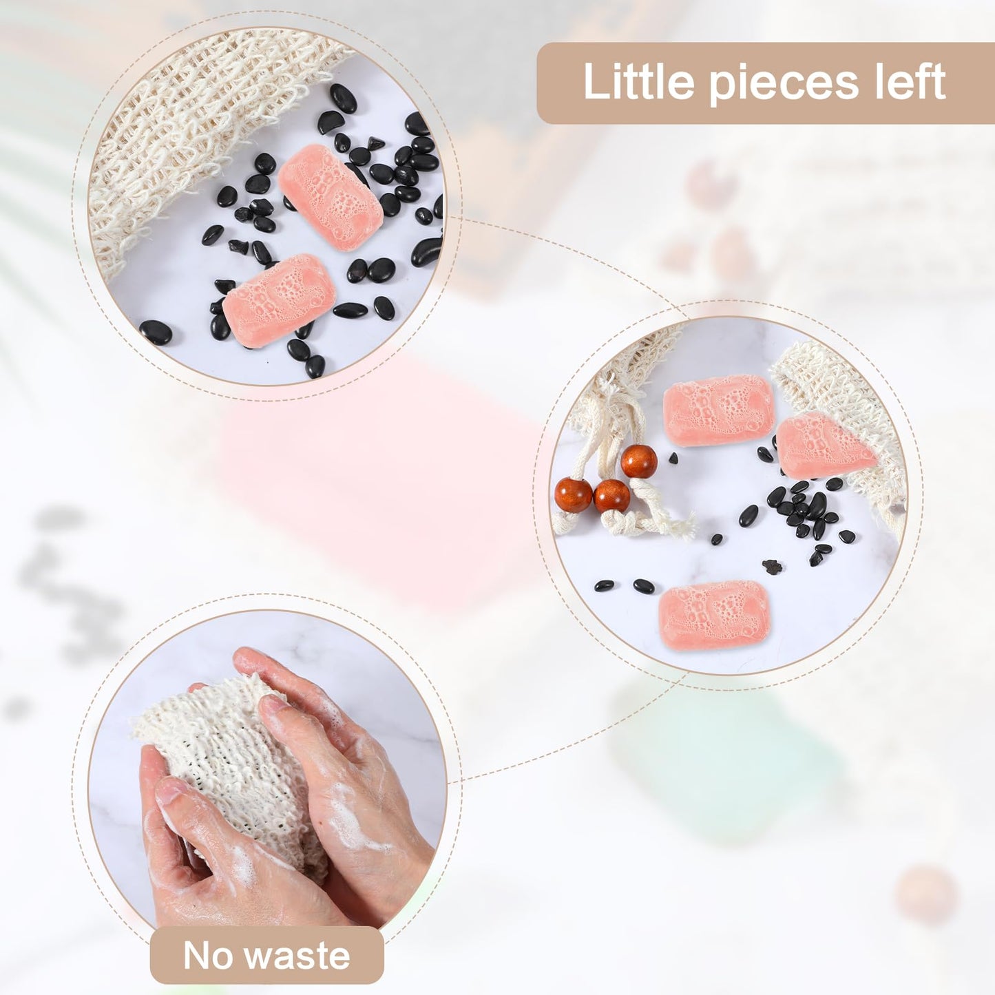cobee 50 Pcs Soap Saver Bags, Mesh Exfoliating Bar Soap Pouch Sisal Soap Saver Drawstring Soap Holder Plastic-Free for Shower Soap Foaming and Drying