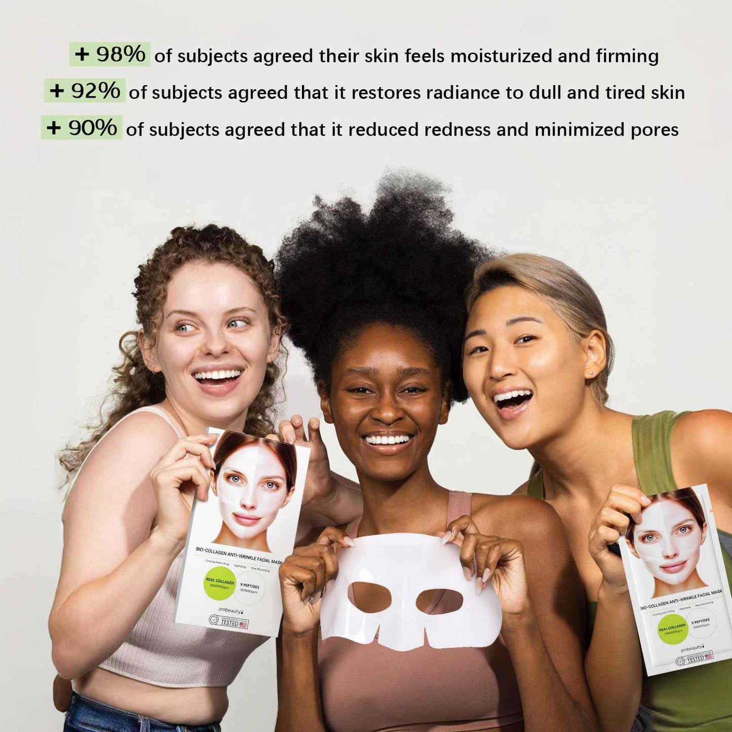 ZMbeauty Collagen Face Mask, Bio-Collagen Mask Overnight for Skin Care, Anti-Wrinkle Facial Sheet Mask with 9 Peptides for Elasticity & Moisturizing, Collagen Night Wrapping Mask