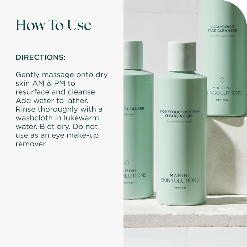 Bioglycolic Oily Skin Cleansing Gel - Glycolic Acid Face Cleanser for Oily, Problem-Prone Skin | 6 fl oz - Cruelty Free